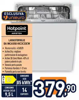 Unieuro Hotpoint lavastoviglie da incasso HIC3C33CW offerta