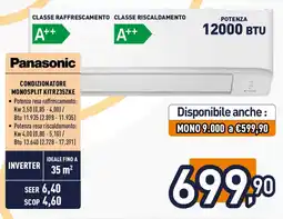 Unieuro Panasonic Condizionatore monosplit KITRZ35ZKE offerta