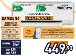 Unieuro SAMSUNG Condizionatore monosplit luzon 9 offerta