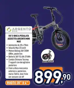 Unieuro ARGENTO fat e-bike a pedalata assistita argento mini max offerta