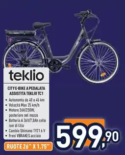 Unieuro teklio CITY E-BIKE A PEDALATA ASSISTITA TEKLIO TC1 offerta