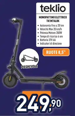 Unieuro Teklio monopattino elettrico TK1M7AL8K offerta