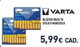Unieuro Varta blister pack 10 stilo o ministilo offerta