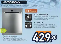 Unieuro Hotpoint Lavastoviglie 60 cm a libera installazione HFC3C41CWX offerta