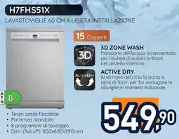 Unieuro Hotpoint lavastoviglie 60 cm a libera installazione H7FHS51X offerta
