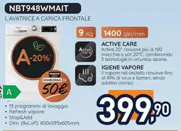 Unieuro Hotpoint lavatrice a carica frontale NBT948WMAIT offerta
