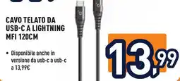 Unieuro Ioplee cavo telato da usb-c a lightning MFI 120CM offerta