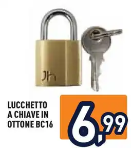 Unieuro Lucchetto a chiave in ottone BC16 offerta
