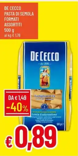IperFamila De cecco pasta di semola formati assortiti offerta