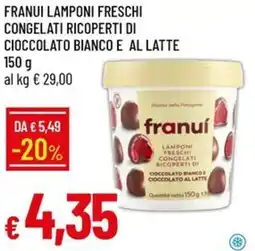 IperFamila Franui lamponi freschi congelati ricoperti di cioccolato bianco e al latte offerta