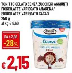 IperFamila Tonitto gelato senza zuccheri aggiunti fiordilatte variegato amarena/ fiordilatte variegato cacao offerta