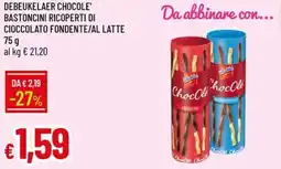 IperFamila Debeukelaer chocole' bastoncini ricoperti di cioccolato fondente/al latte offerta