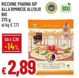 IperFamila Riccione piadina igp alla riminese all'olio bio offerta