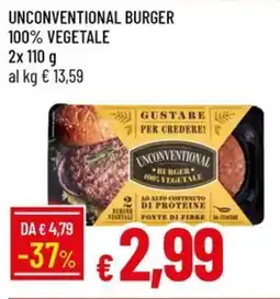 IperFamila Unconventional burger 100% vegetale offerta
