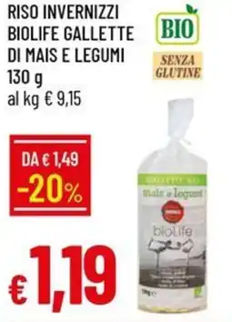 IperFamila Riso invernizzi biolife gallette di mais e legumi offerta