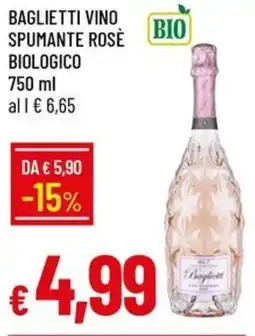IperFamila Baglietti vino spumante rosè biologico offerta