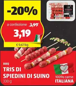 ALDI Bbq tris di spiedini di suino offerta
