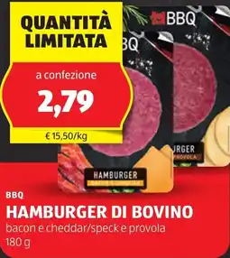 ALDI Bbq hamburger di bovino offerta