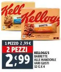 Deco Supermercati Kellogg's barrette alle mandorle vari gusti offerta