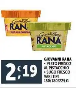 Deco Supermercati Giovanni raha pesto fresco al pistacchio sugo fresco vari tipi offerta