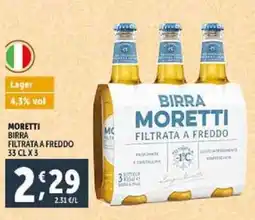 Deco Supermercati Moretti birra filtrata a freddo offerta