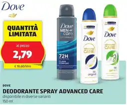 ALDI Dove deodorante spray advanced care offerta