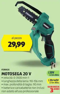 ALDI FERREX Motosega 20 V offerta