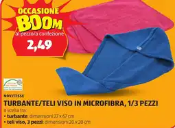 ALDI NOVITESSE Turbante/teli viso in microfibra, 1/3 pezzi offerta