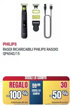 Trony PHILIPS RASOI RICARICABILI PHILIPS RASOIO QP6542/15 offerta