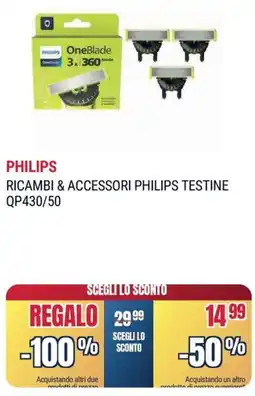 Trony PHILIPS RICAMBI & ACCESSORI PHILIPS TESTINE QP430/50 offerta