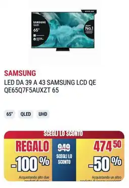 Trony SAMSUNG LED DA 39 A 43 SAMSUNG LCD QE QE65Q7F5AUXZT 65 offerta