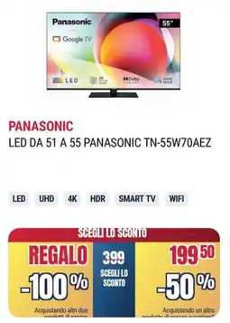 Trony PANASONIC LED DA 51 A 55 PHILIPS LCD 55PML9019/12 LED DA 51 A 55 PANASONIC TN-55W70AEZ offerta
