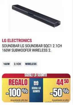 Trony LG ELECTRONICS SOUNDBAR LG SOUNDBAR SQC1 2.1CH 160W SUBWOOFER WIRELESS 2. offerta