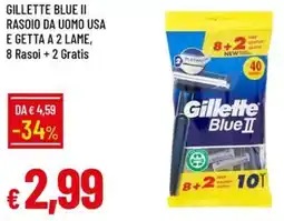 IperFamila Gillette blue ii rasoio da uomo usa e getta a 2 lame, 8 Rasoi offerta