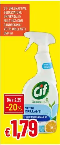 IperFamila Cif greenactive sgrassatore universale/ multiuso con candeggina/ vetri brillanti offerta