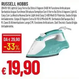 IperFamila RUSSELL HOBBS 26470-56 Light & Easy Ferro Da Stiro A Vapore 2400 W offerta