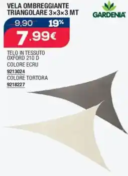 Bricofer Vela ombreggiante triangolare 3×3×3 mt GARDENIA offerta