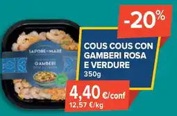 Sapore di Mare Cous cous con gamberi rosa e verdure offerta