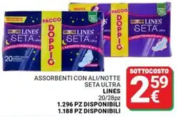 Supermercati Gulliver Assorbenti con ali/notte seta ultra LINES offerta