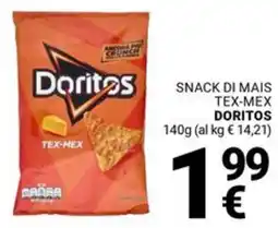Supermercati Gulliver Snack di mais tex-mex DORITOS offerta