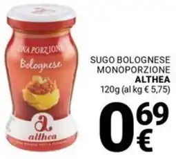 Supermercati Gulliver Sugo bolognese monoporzione ALTHEA offerta