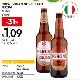 Bennet Birra cruda o non filtrata PERONI offerta