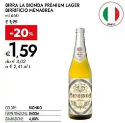 Bennet Birra la bionda premium lager birrificio menabrea offerta