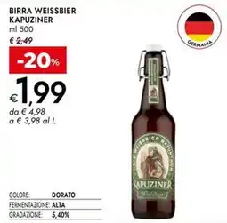 Bennet Birra weissbier KAPUZINER offerta