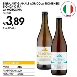 Bennet Birra artigianale agricola ticinensis bionda o ipa LA MOROSINA offerta