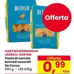 Eurospar Pasta di semola formati assortiti De Cecco offerta