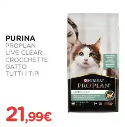 Arcaplanet PURINA Proplan live clear crocchette gatto tutti i tipi offerta