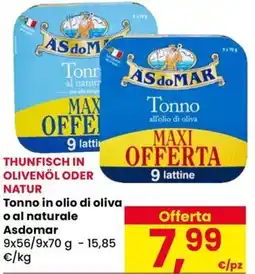 Eurospar Tonno in olio di oliva o al naturale Asdomar offerta