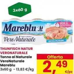 Eurospar Tonno al Naturale VeroNaturale Mareblu offerta