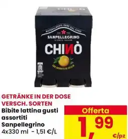 Eurospar Bibite lattina gusti assortiti Sanpellegrino offerta